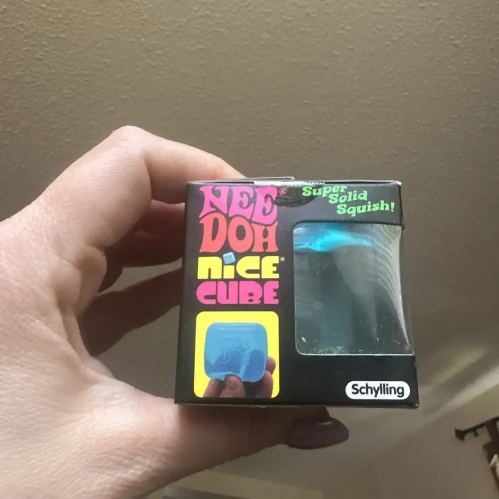 Needoh Nice Cube New In Box. Squishy Fun In Blue! Viral Squish Factory Sealed!!